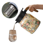 “Vintage Bloem 1000ml Thee Thermoskan met Filter – Roestvrijstaal”